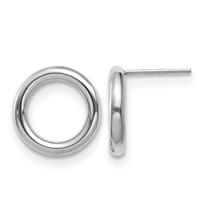 14K White Gold Polished Circle Post Earrings