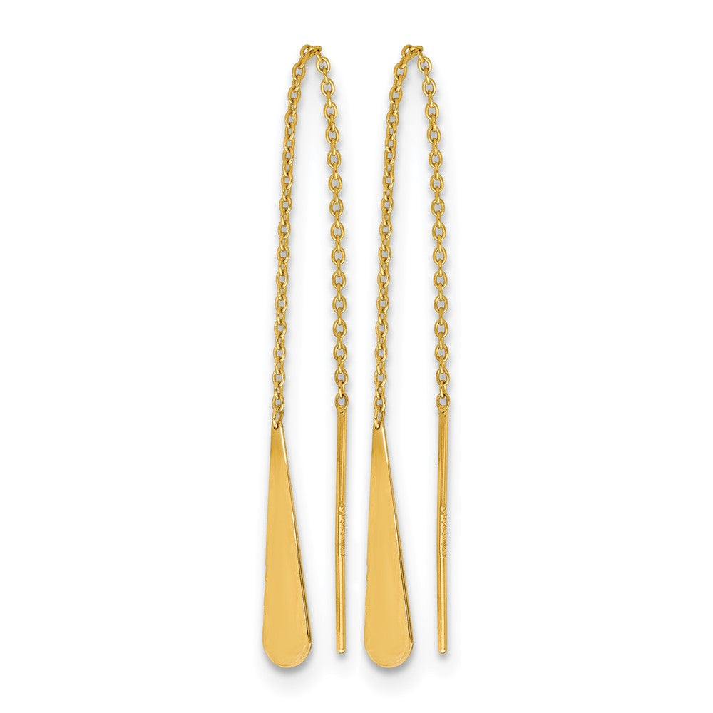 14K Yellow Gold Polished Tear Drop Threader Earrings