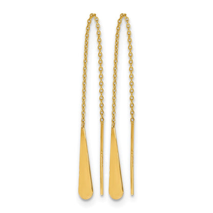 14K Yellow Gold Polished Tear Drop Threader Earrings