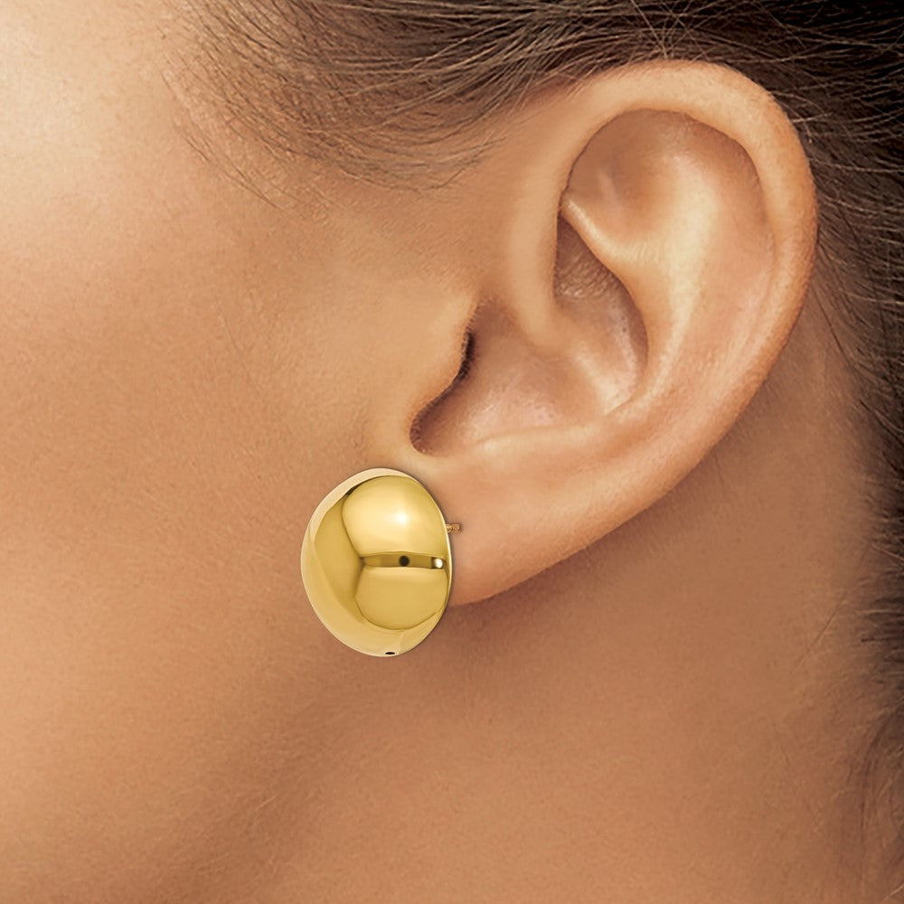 14K Yellow Gold Polished Hollow Domed Post Earrings