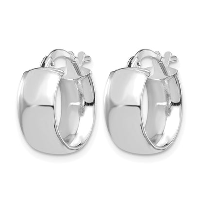 14K Yellow & Rhodium W/ White Plating 6mm High Polished Huggie Earrings