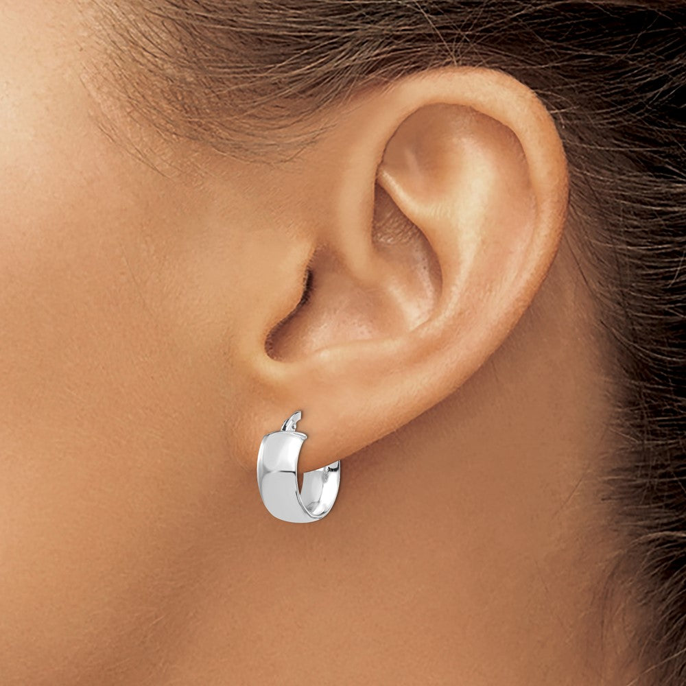 14K Yellow & Rhodium W/ White Plating 6mm High Polished Huggie Earrings