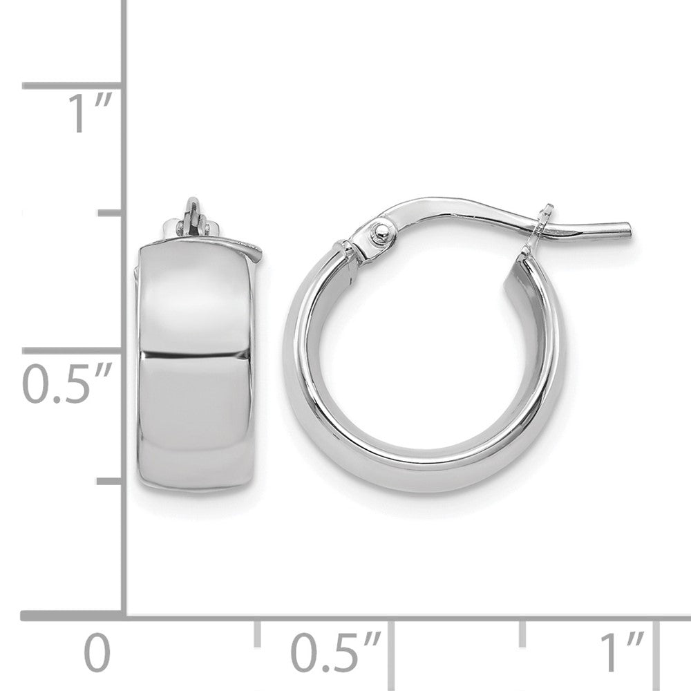 14K Yellow & Rhodium W/ White Plating 6mm High Polished Huggie Earrings