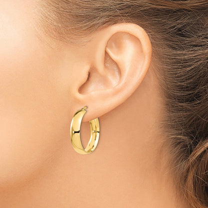 14K Yellow Gold 6mm High Polished Hoop Earrings