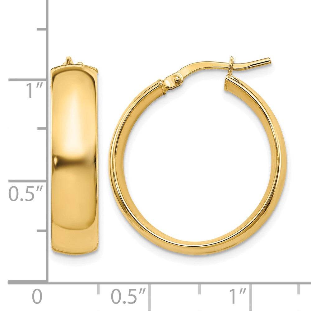 14K Yellow Gold 6mm High Polished Hoop Earrings
