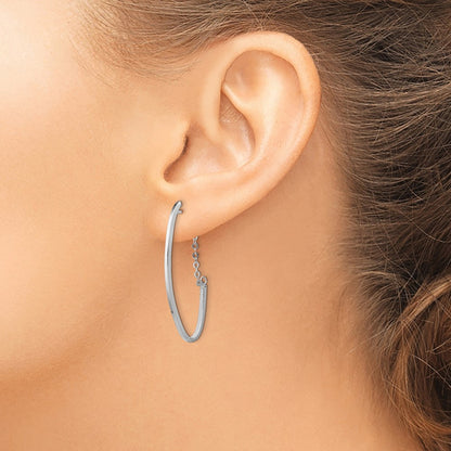 14K Yellow & Rhodium With Plating Polished Hoop Earrings