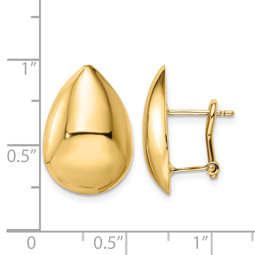 14K Yellow Gold Polished Teardrop Omega Back Earrings