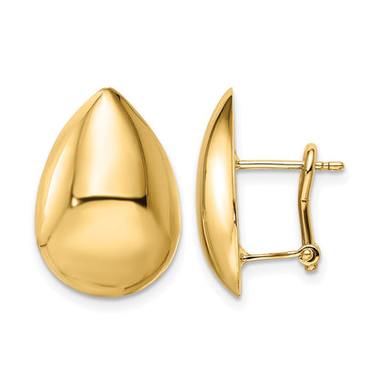 14K Yellow Gold Polished Teardrop Omega Back Earrings