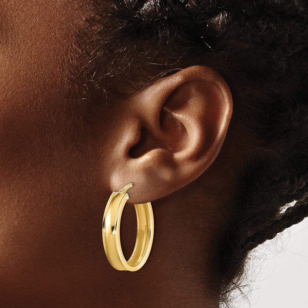 14K Yellow Gold Polished Oval Hoop Earrings