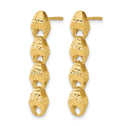 14K Yellow Gold Diamond Cut Fancy Link Drop Post Earrings