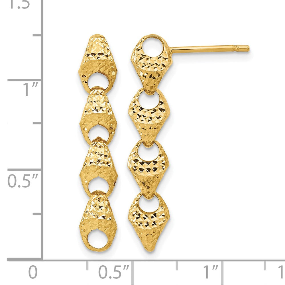 14K Yellow Gold Diamond Cut Fancy Link Drop Post Earrings