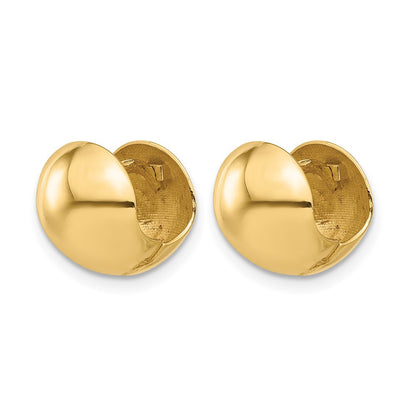 14K Yellow Gold Polished Round Huggie Earrings