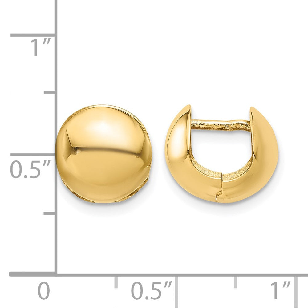 14K Yellow Gold Polished Round Huggie Earrings
