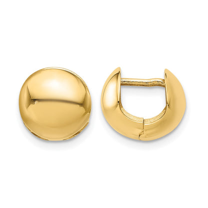 14K Yellow Gold Polished Round Huggie Earrings