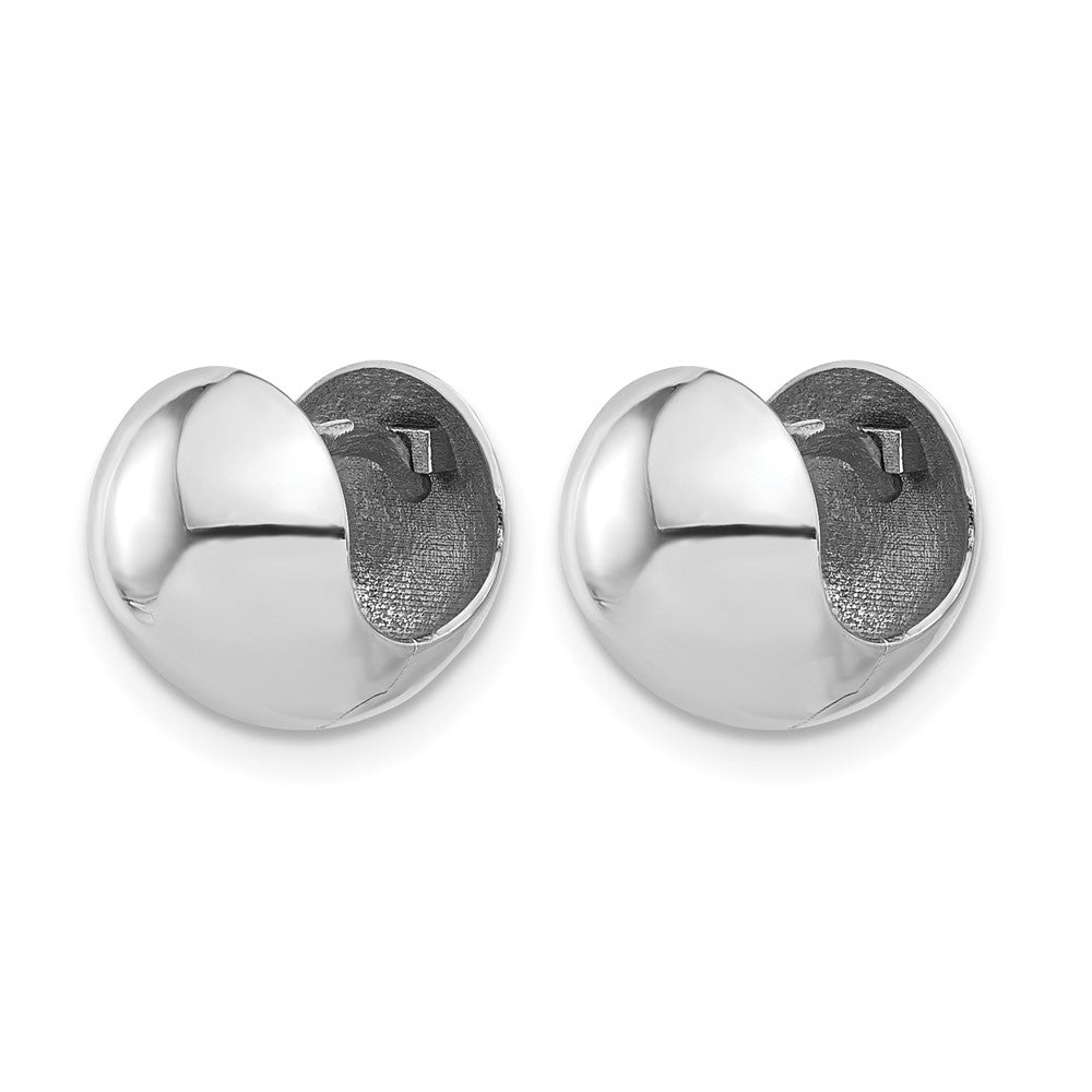 14K White Gold Polished Round Huggie Earrings