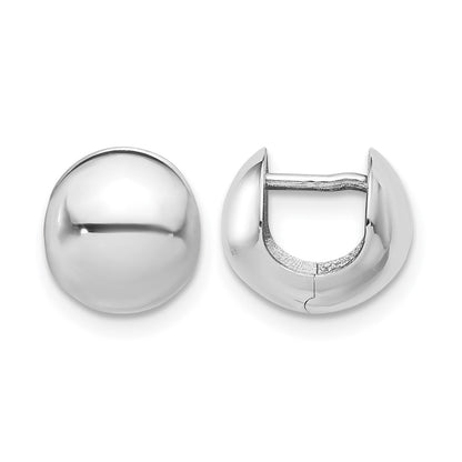 14K White Gold Polished Round Huggie Earrings