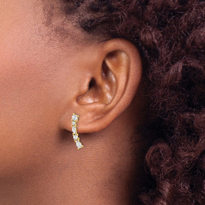 14K Yellow & Rhodium And White Polished Diamond Cut Post Earrings