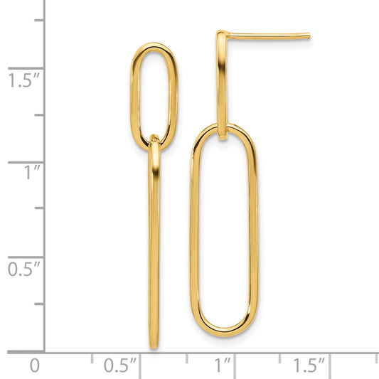 14K Yellow Gold Polished Post Drop Earrings