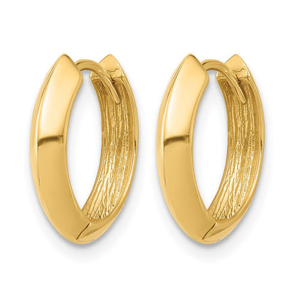 14K Yellow Gold Polished Hinged Huggie Earrings