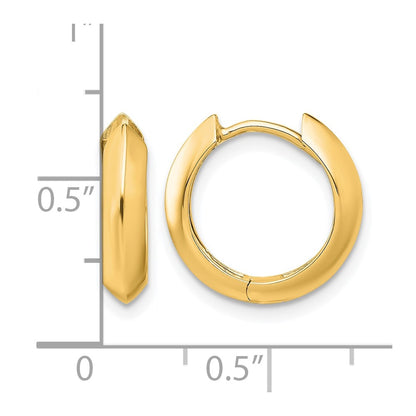 14K Yellow Gold Polished Hinged Huggie Earrings