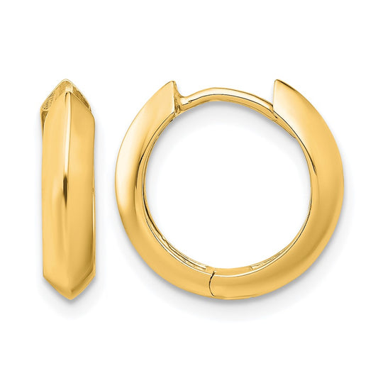 14K Yellow Gold Polished Hinged Huggie Earrings