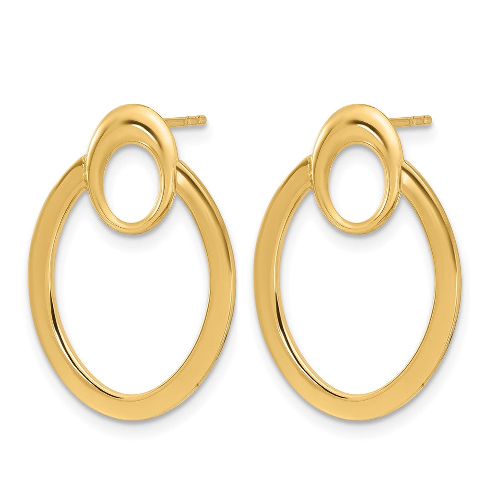 14K Yellow Gold Polished Oval Drop Post Earrings