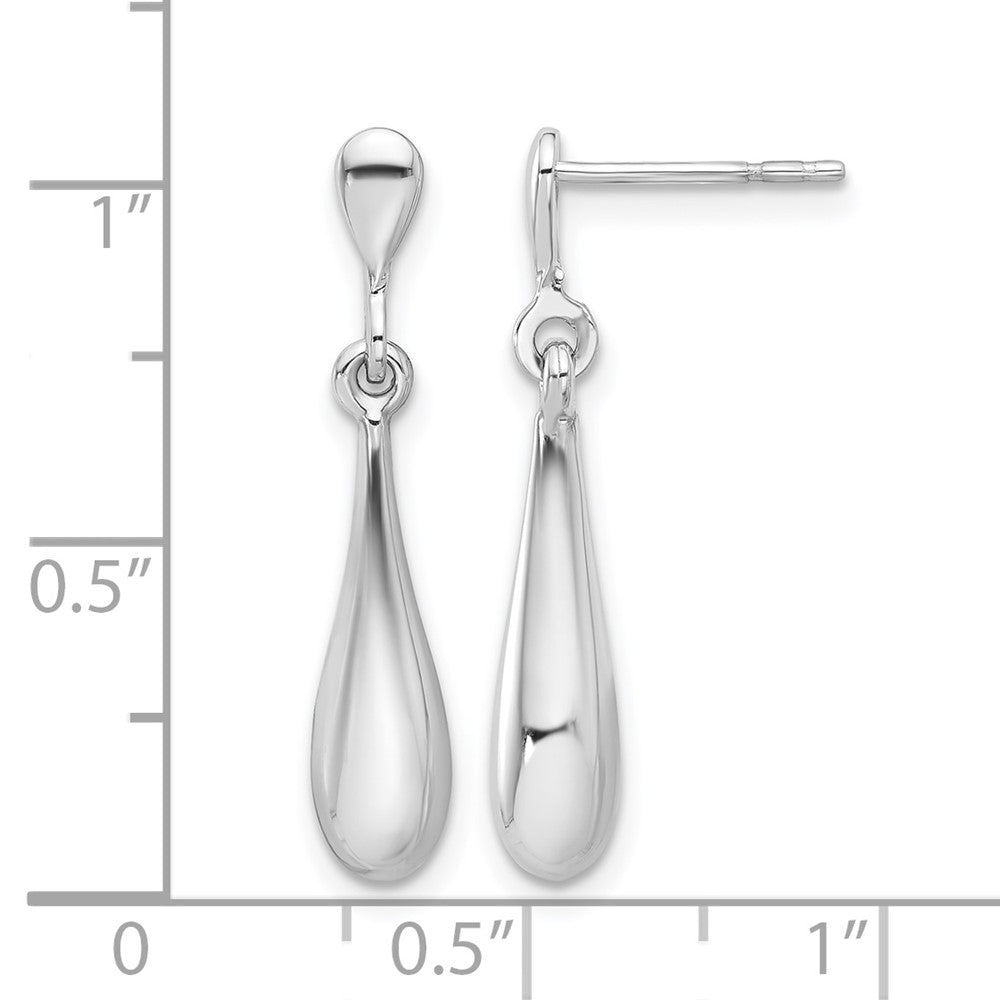 14K White Gold Polished Teardrop Post Dangle Earrings