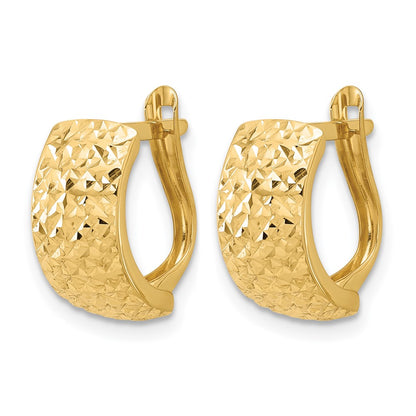 14K Yellow Gold Polished And Diamond Cut Omega Back Earrings