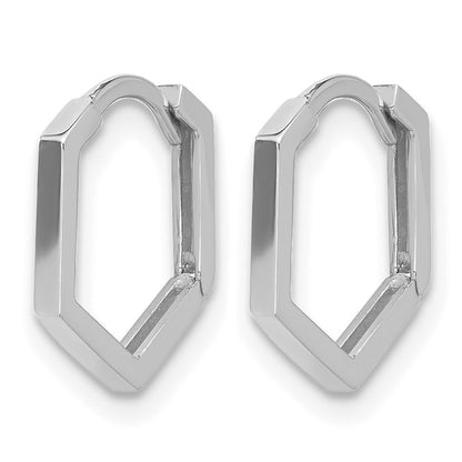 14K White Gold Polished Geometric Hoop Earrings