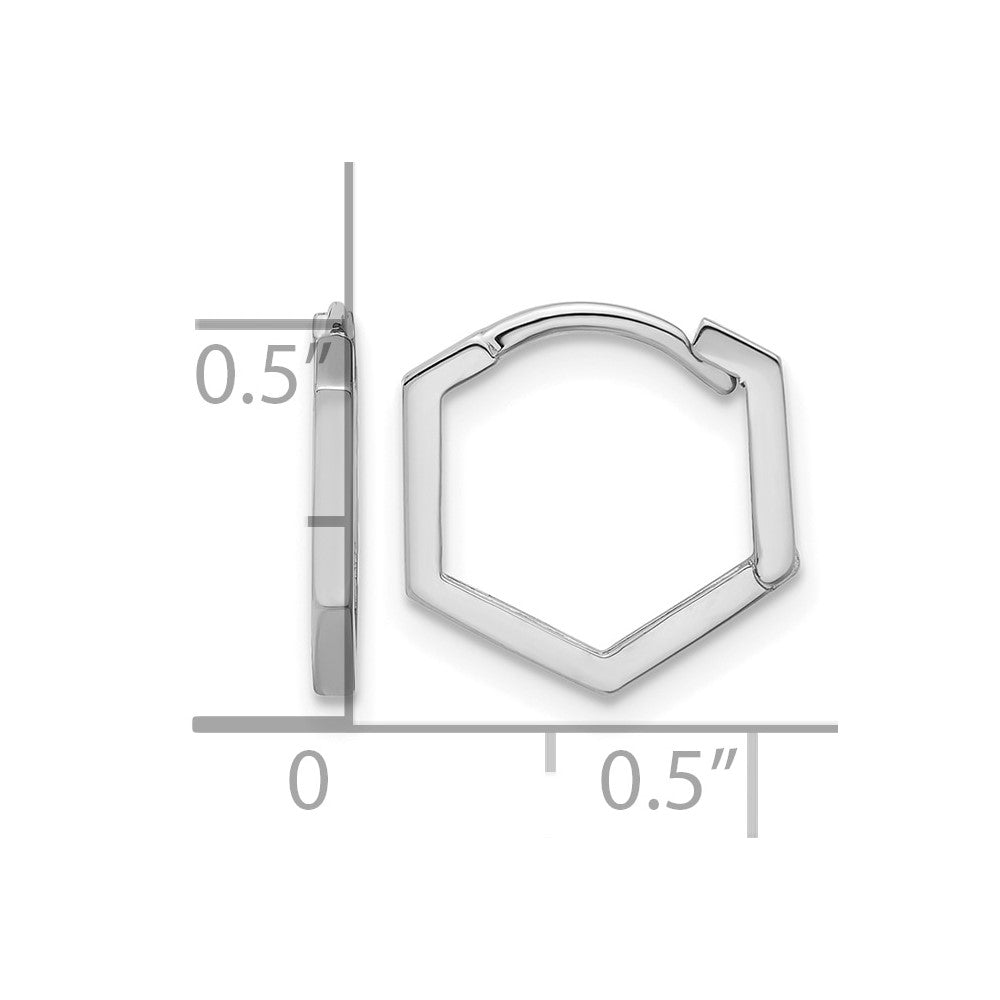 14K White Gold Polished Geometric Hoop Earrings