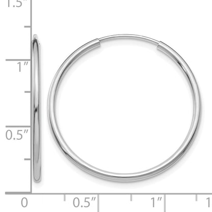 14K White Gold 1.2mm Polished Endless Hoop Earrings