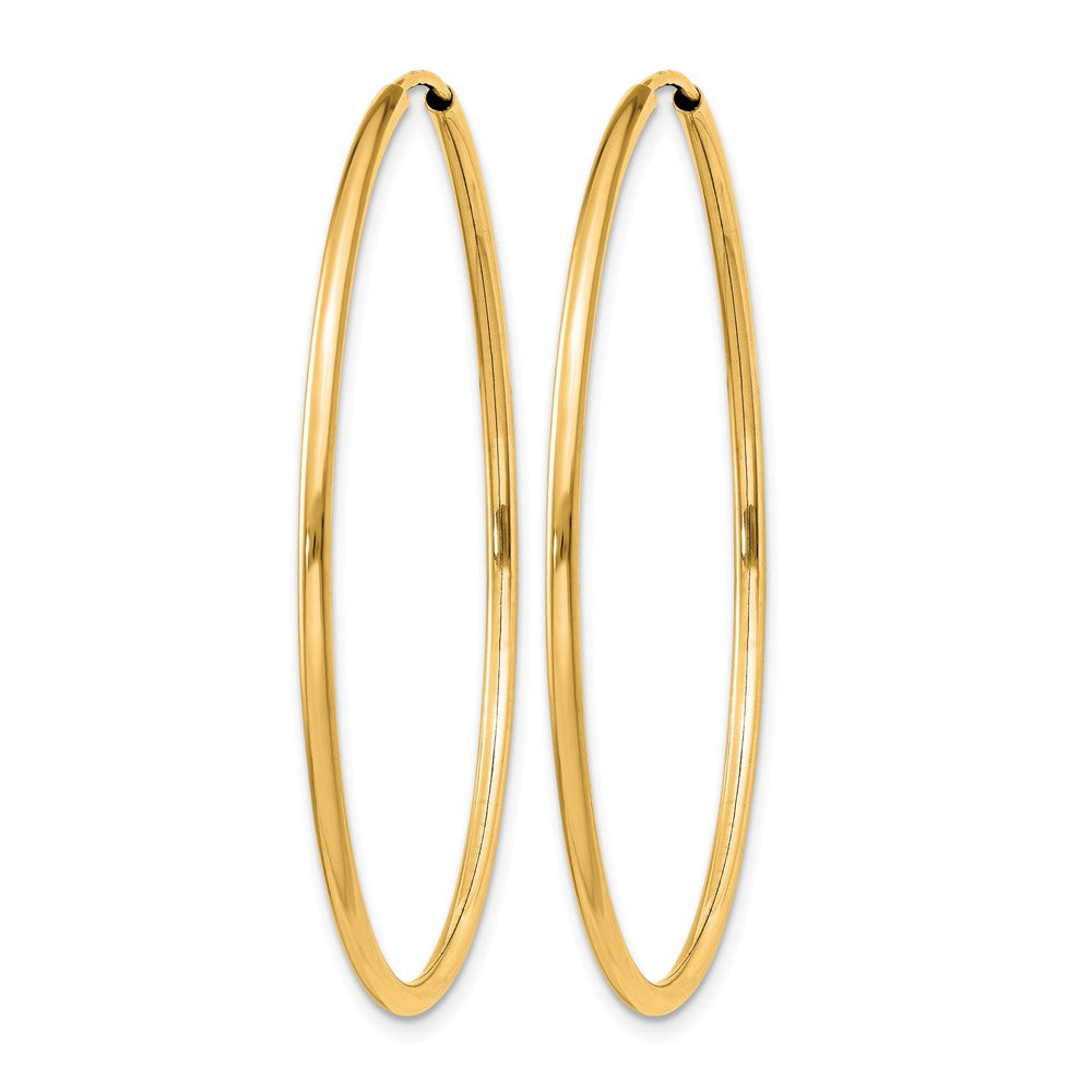 14K Yellow Gold 1.2mm Polished Round Endless Hoop Earrings