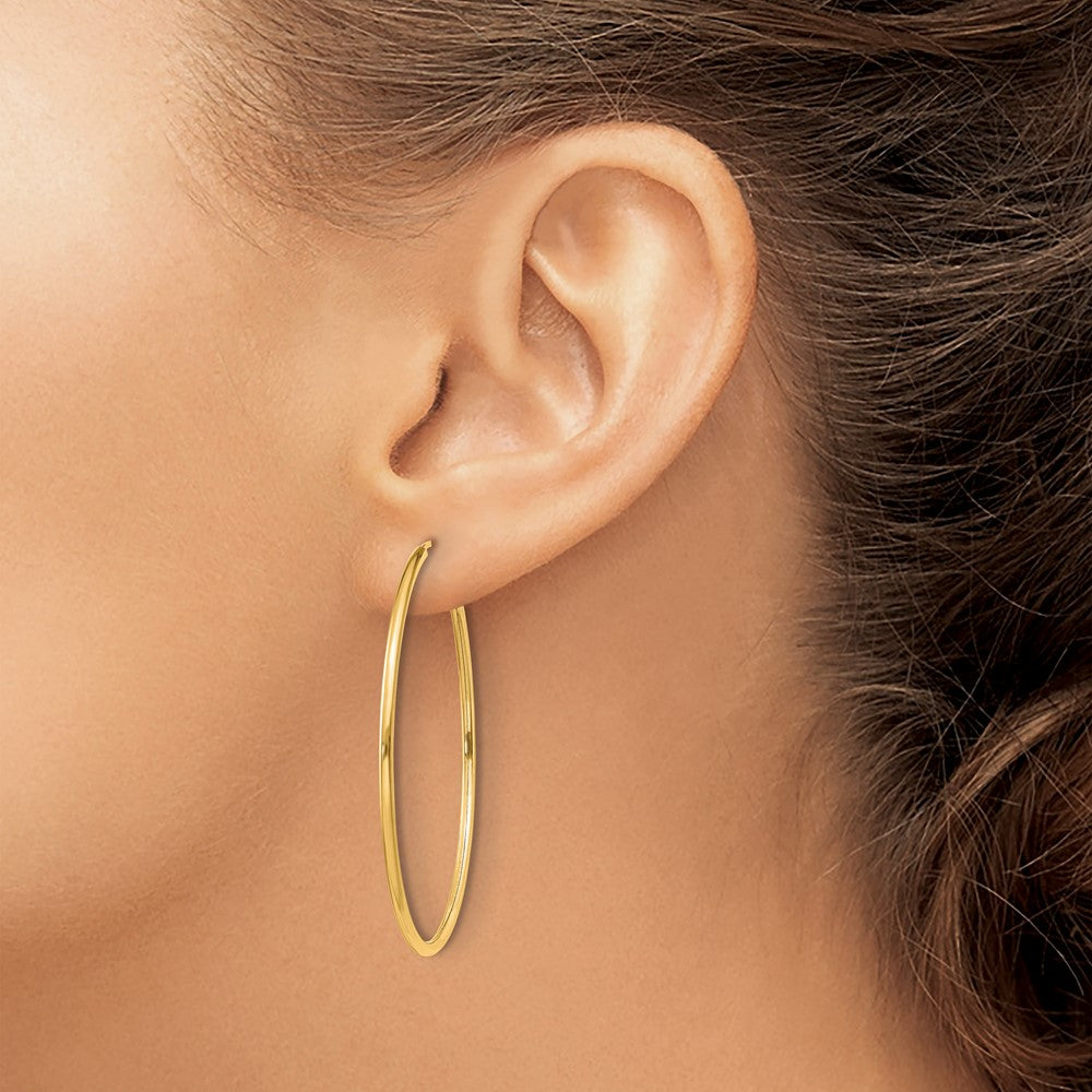 14K Yellow Gold 1.2mm Polished Round Endless Hoop Earrings