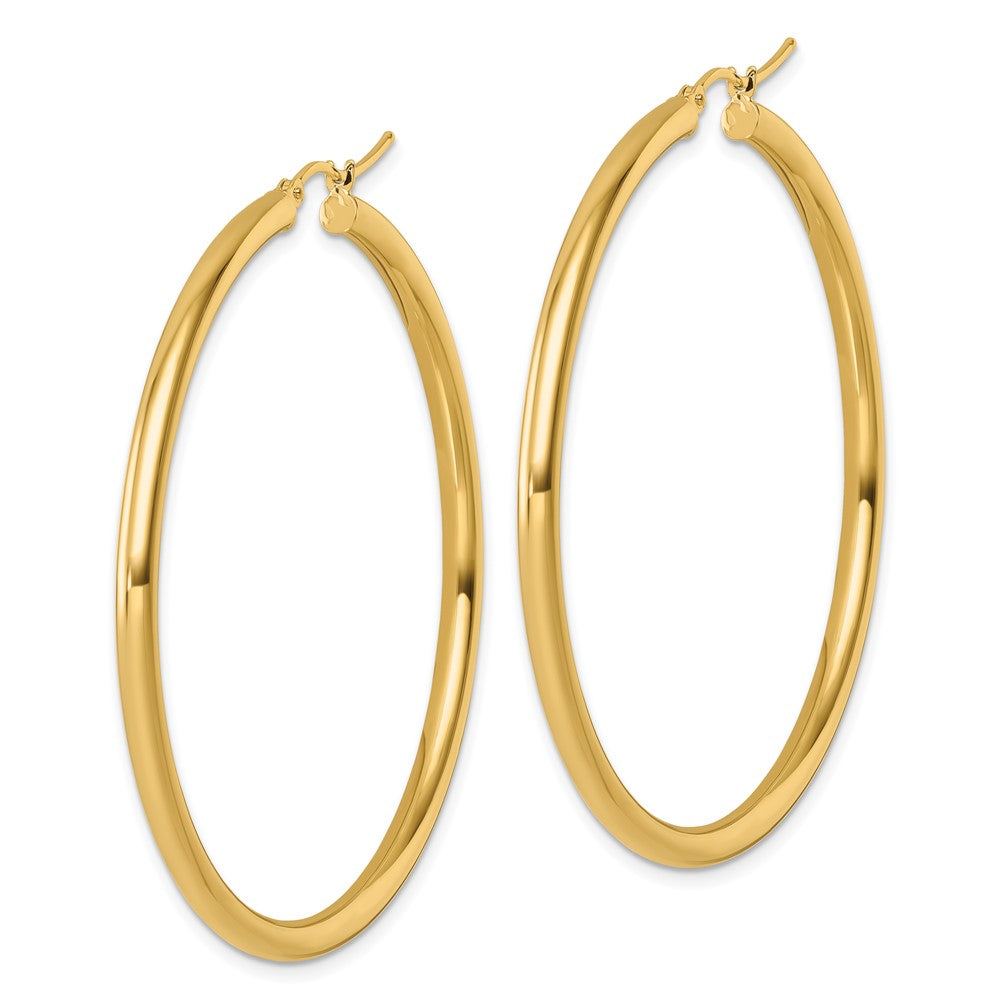 14K Yellow Gold Polished 3mm Hoop Earrings