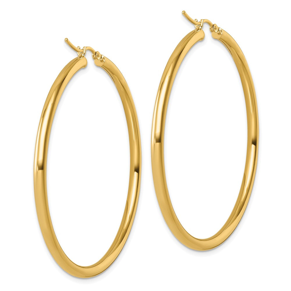 14K Yellow Gold Polished 3mm Hoop Earrings