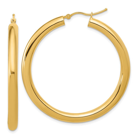 14K Yellow Gold Polished 4mm Hoop Earrings