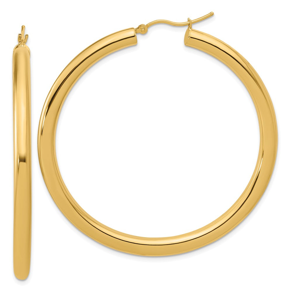14K Yellow Gold Polished 4mm Hoop Earrings