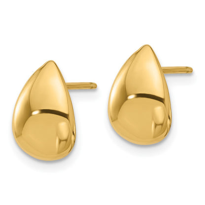 14K Yellow Gold Polished Teardrop Post Earrings