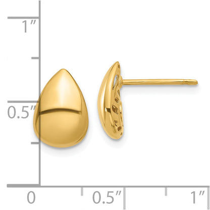 14K Yellow Gold Polished Teardrop Post Earrings