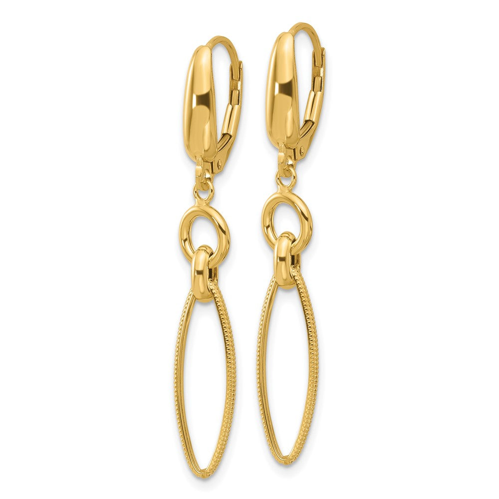 14K Yellow Gold Polished And Diamond Cut Dangle Earrings