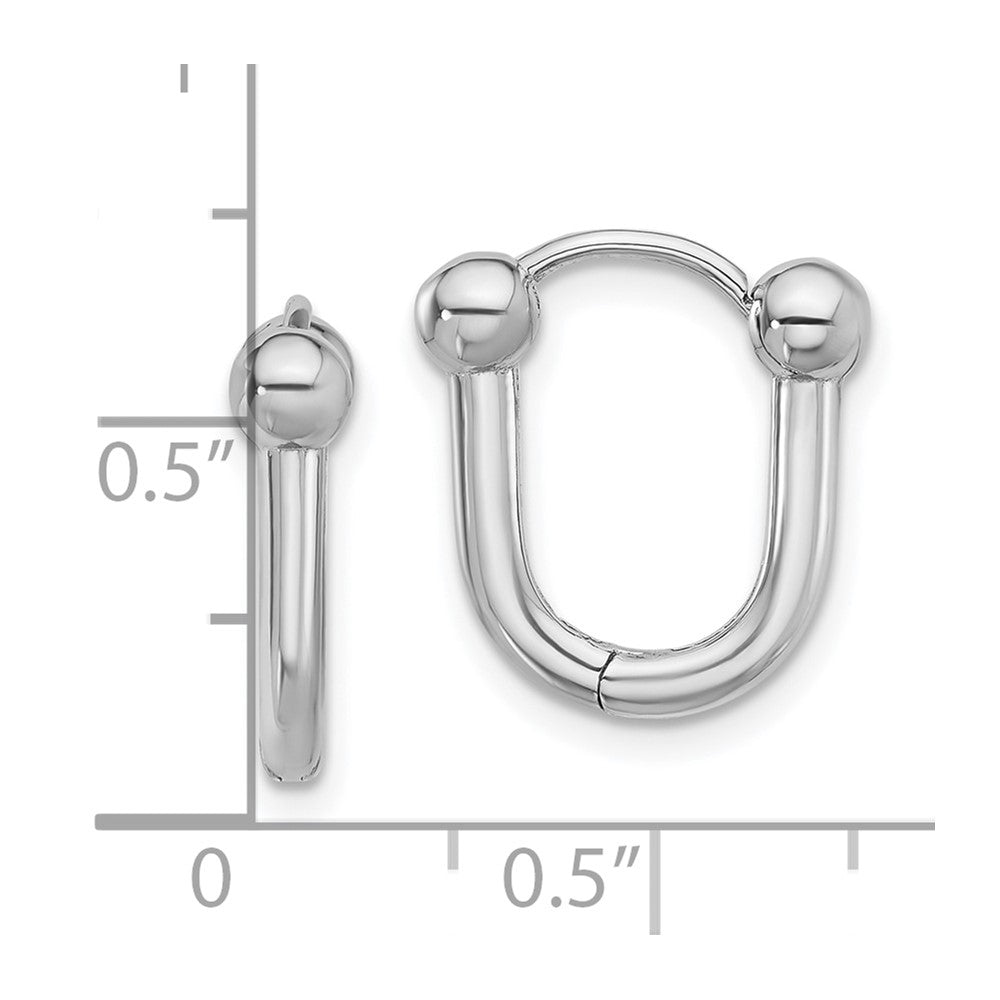 14K White Gold Polished Hinged Hoop Earrings