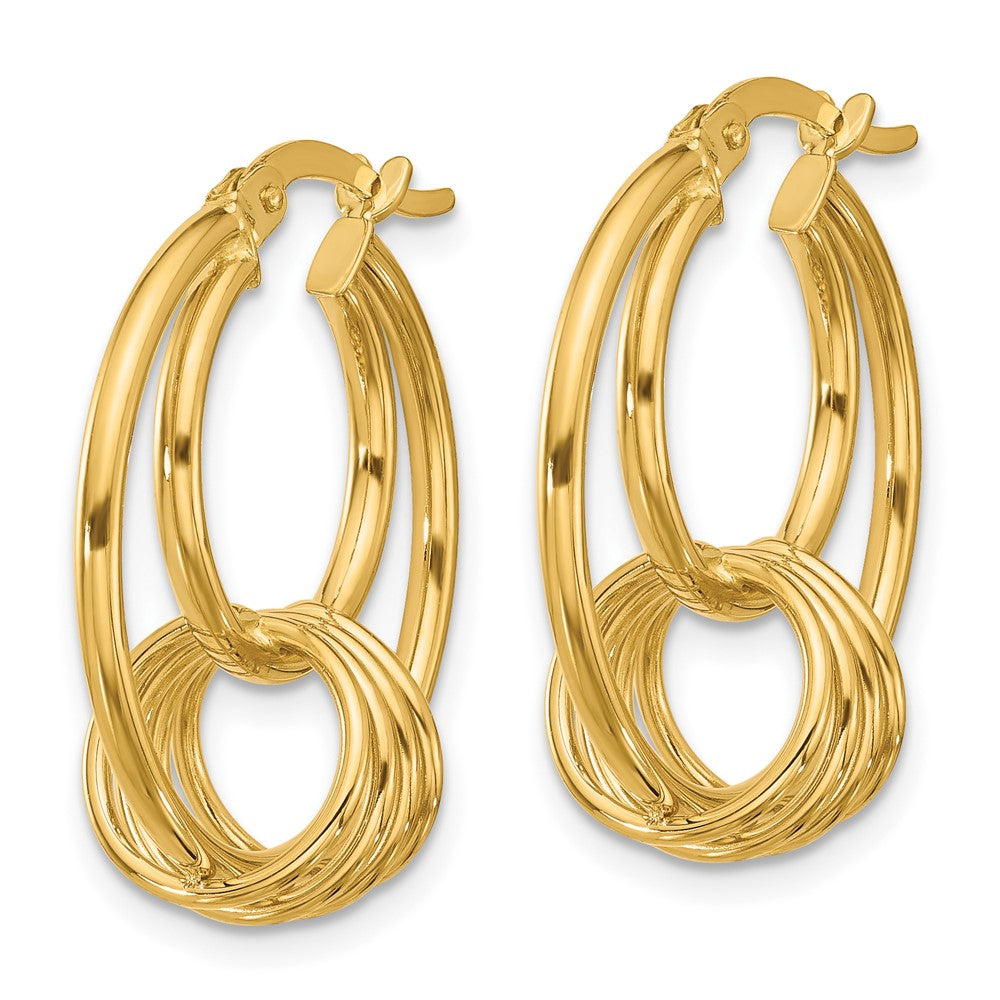 14K Yellow Gold Polished Fancy Hoop Earrings