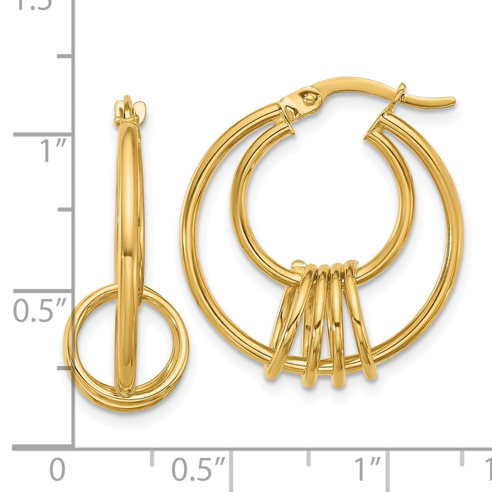 14K Yellow Gold Polished Fancy Hoop Earrings