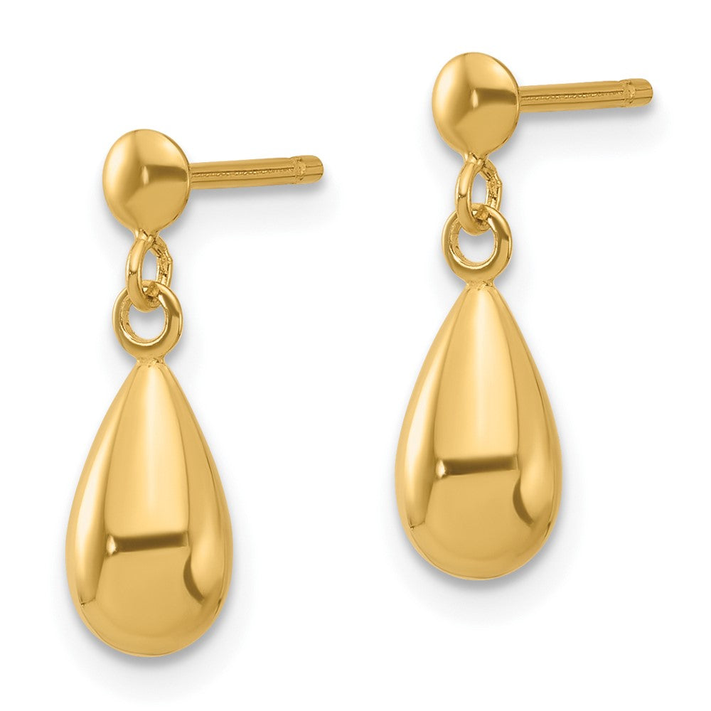 14K Yellow Gold Polished Teardrop Dangle Earrings