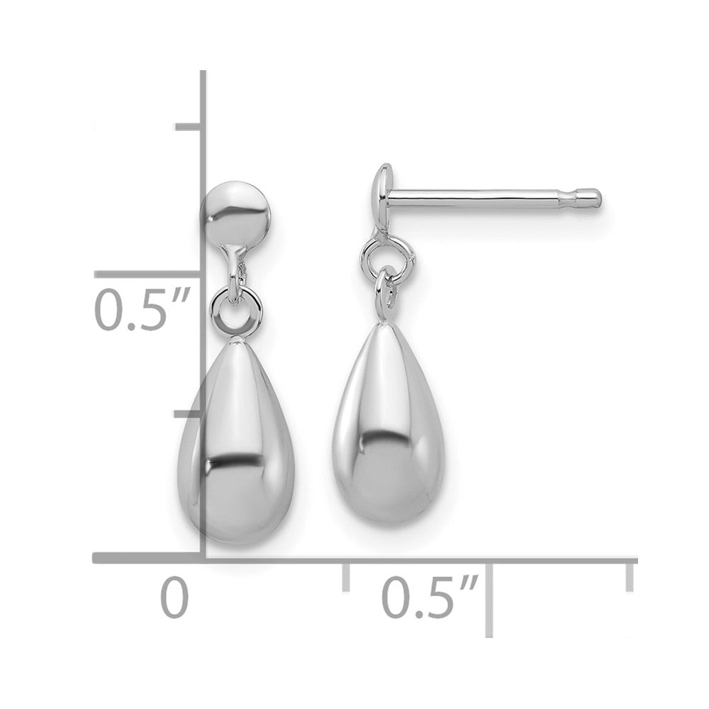 14K White Gold Polished Teardrop Dangle Earrings