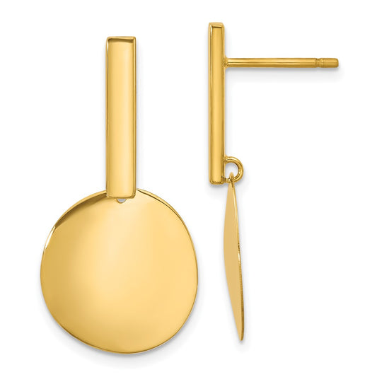 14K Yellow Gold Polished Drop Post Earrings