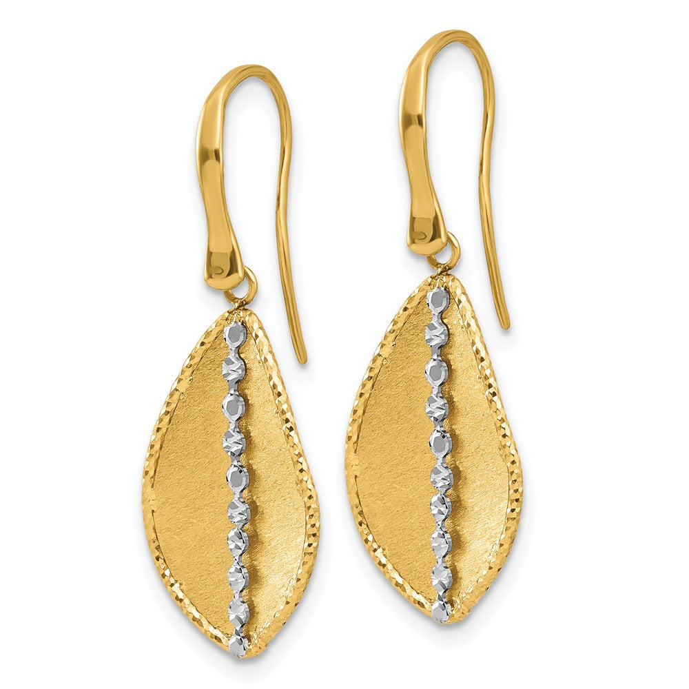 14K Two Tone Polished And Satin Teardrop Dangle Earrings