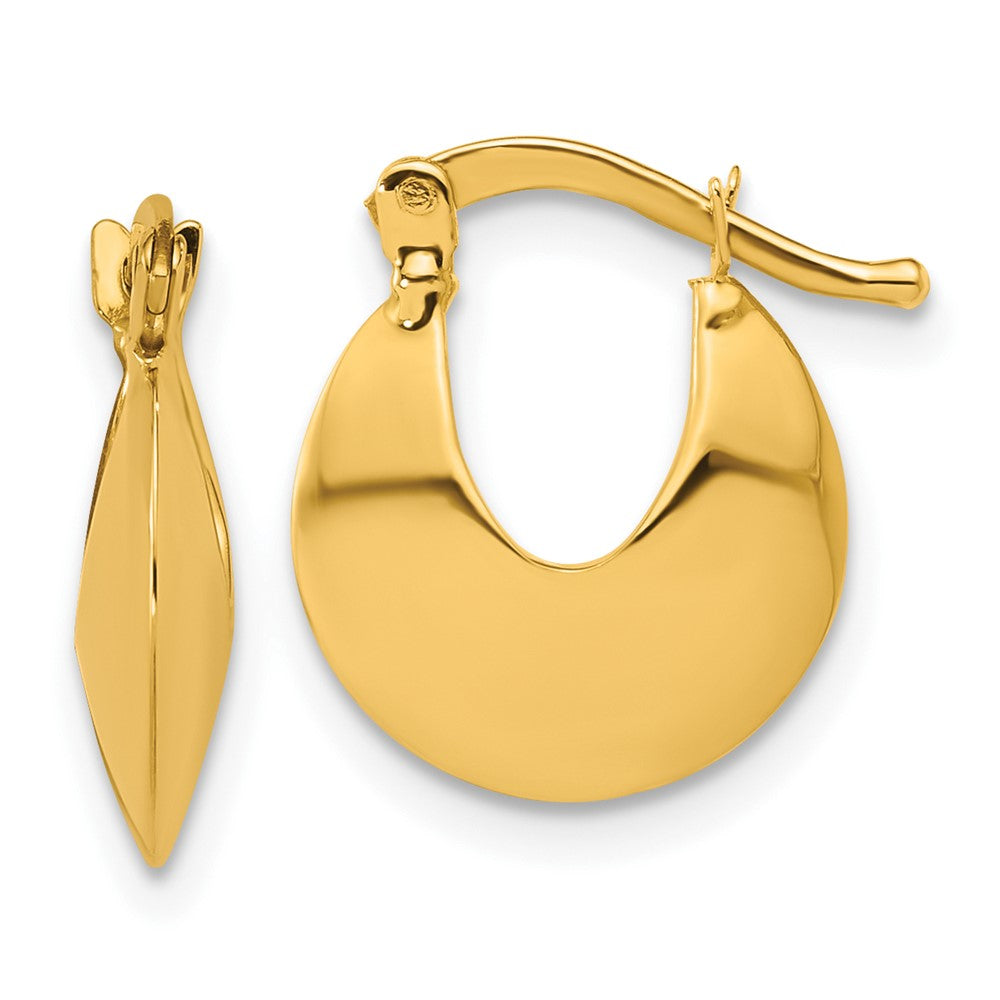 14K Yellow Gold Polished Round Hoop Earrings