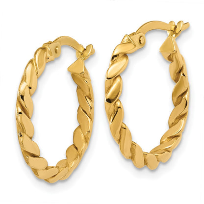 14K Yellow Gold Polished Twisted Round Hoop Earrings