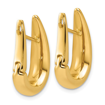 14K Yellow Gold Polished Fancy Tapered Teardrop Hinged Hoop Earrings